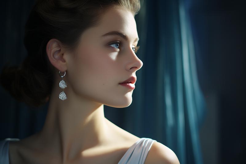 Stylish hypoallergenic metal earrings displayed against a neutral background, with a selection of allergenic earrings for contrast