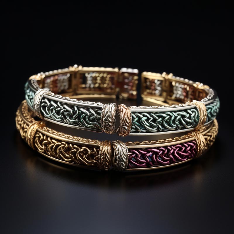 Image displaying the intricate links and lustrous shine of a gold chain bracelet from Joias & More